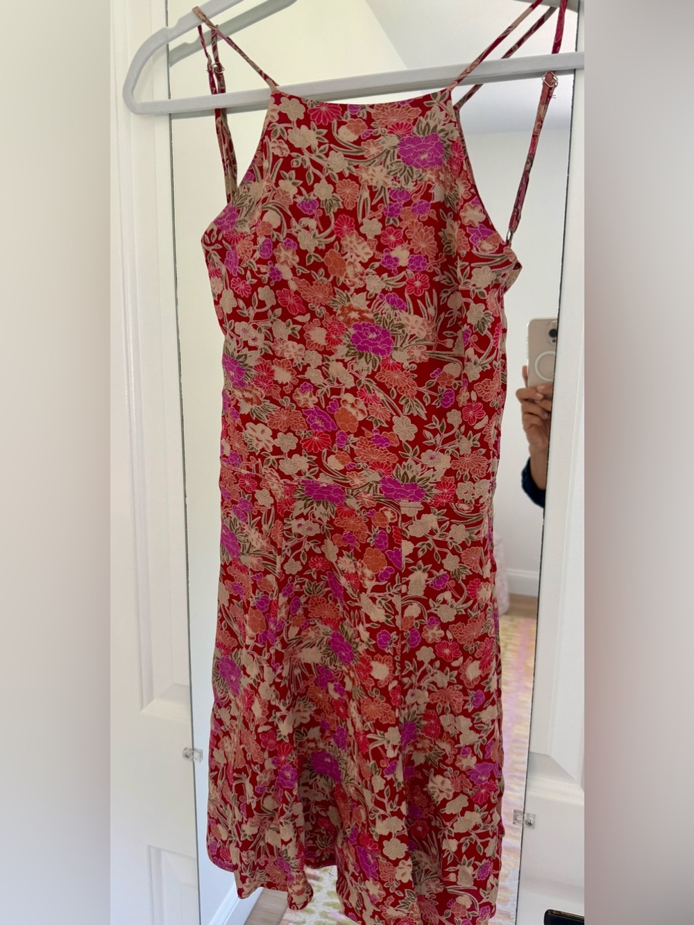 Reformation Floral Slip Dress in Red and Pink size S